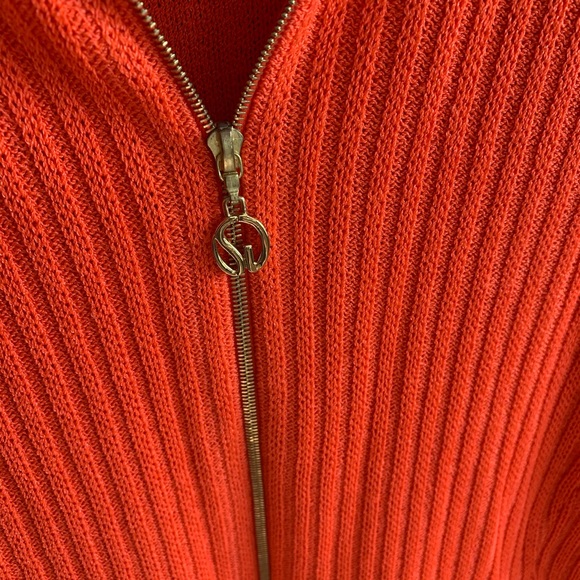 St John Sport Knit Orange ZIP Sweater Jacket Small - Picture 2 of 6